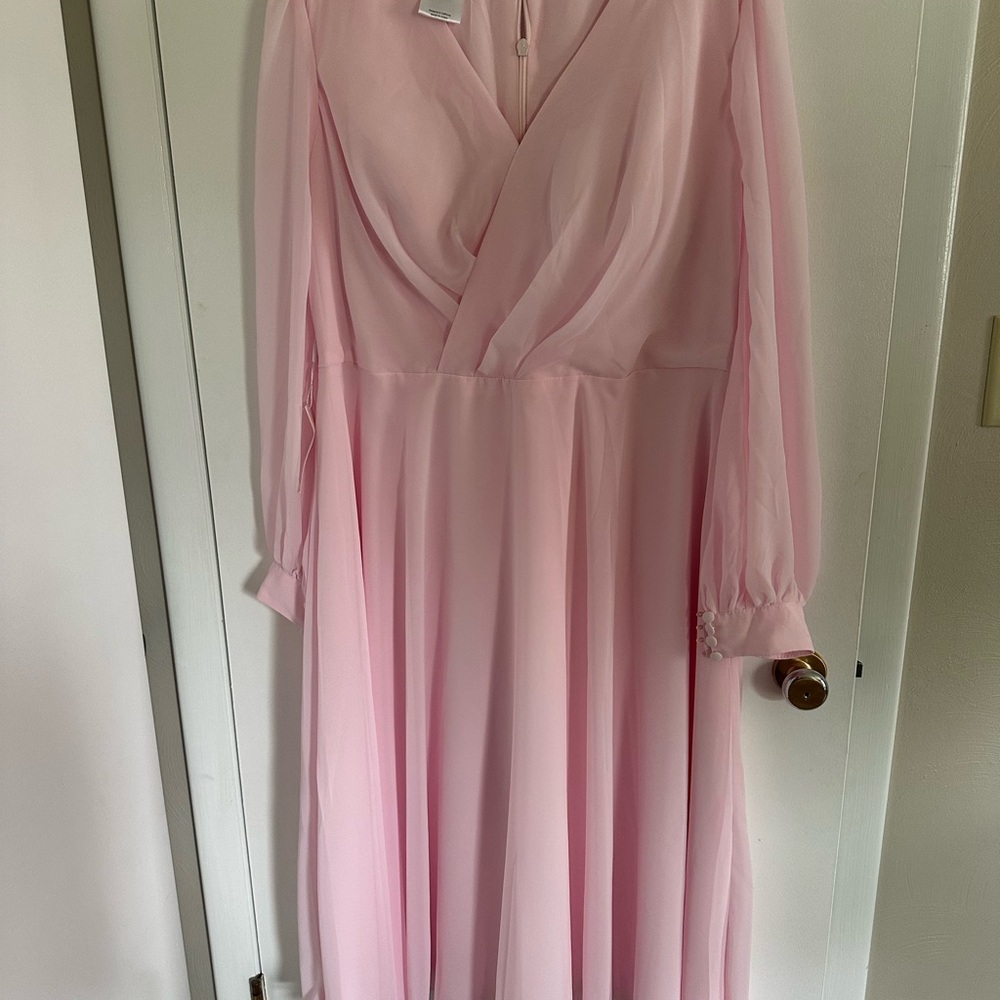 Elegant Long Sleeve Pink Dress